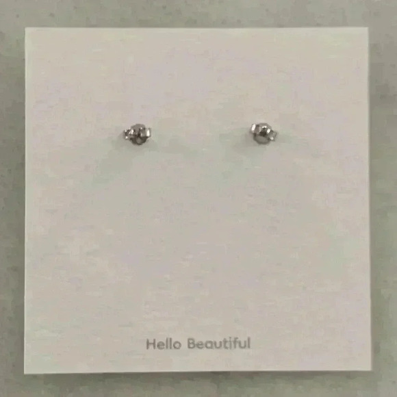 Sterling Silver Crystal Bar Dangle Huggie Stud Earrings - Picture 3 of 3